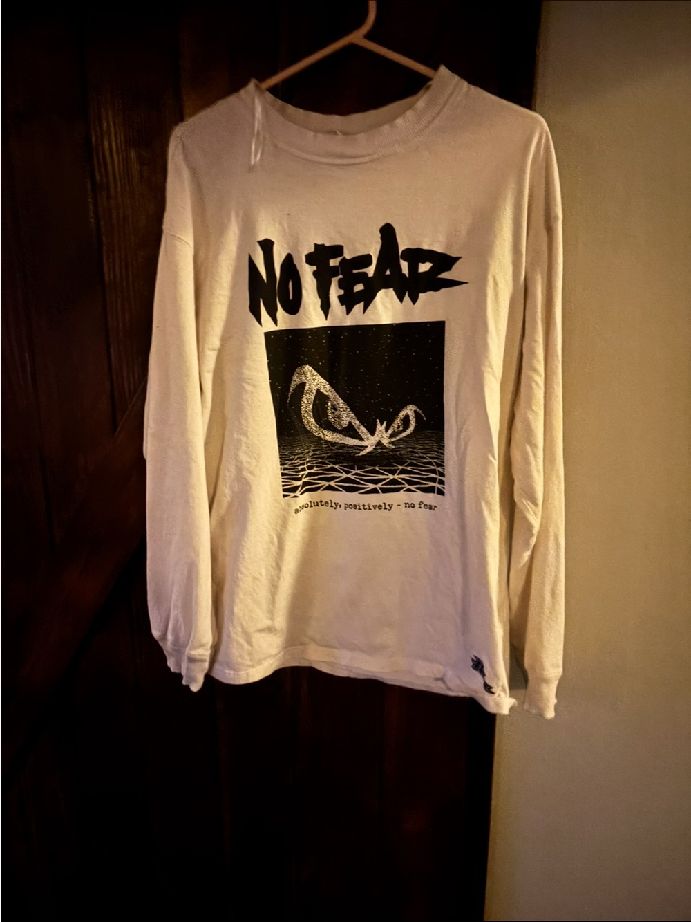 No Fear Graphic Long Sleeve Tee - White with Black Print
